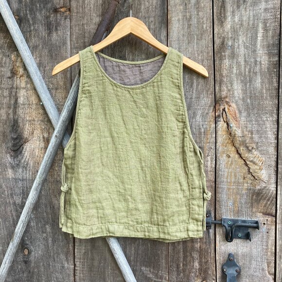 ARITZIA, Summer Linen Top, OS, Mustard Green and Coco inside - Picture 5 of 15